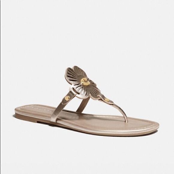 10 COACH JULIA SANDALS metallic gold or champagne Bnib - Picture 4 of 12